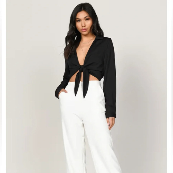 Tobi Black Every Time Tie Front Long Sleeve Crop Top, Women’s Size Medium - Picture 8 of 8